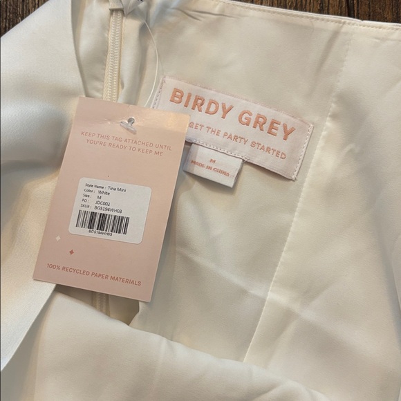 Birdy Grey Tina Dress Size Medium M NWT One Shoulder White Mini Bridal Coquette - Picture 3 of 8
